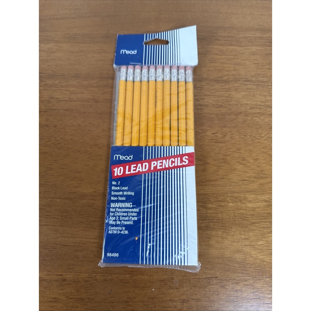 Vintage 1993 Mead 10 Black Lead No. 2 Pencils Non-Toxic Smooth Writing